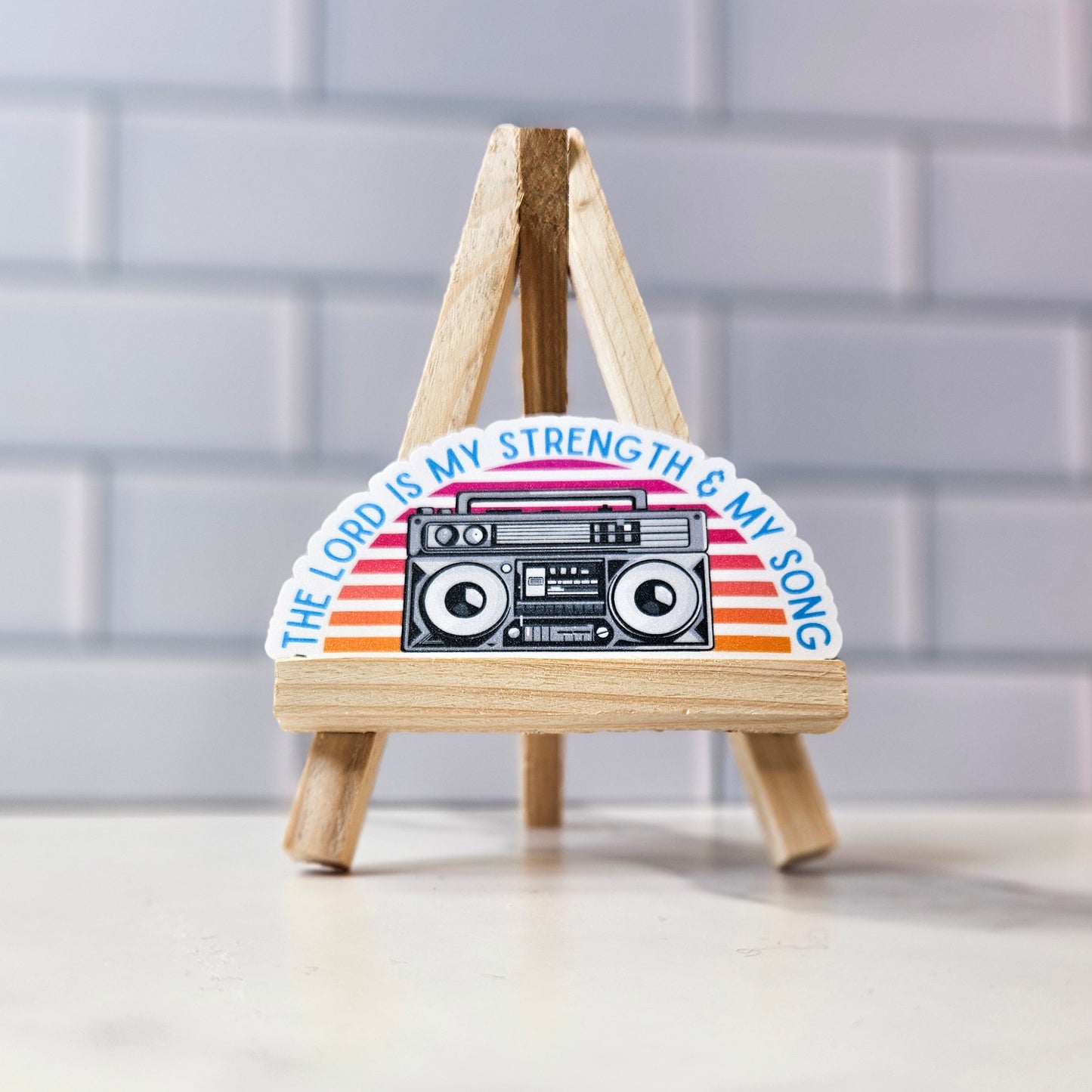 The Lord Is My Strength Boombox Glitter Sticker