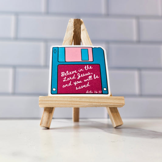 Saved Floppy Disk Glitter Sticker