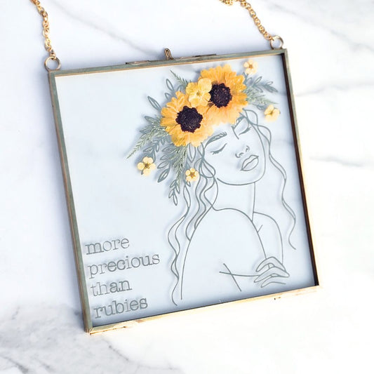More Precious Than Rubies Pressed Flower Scripture Art